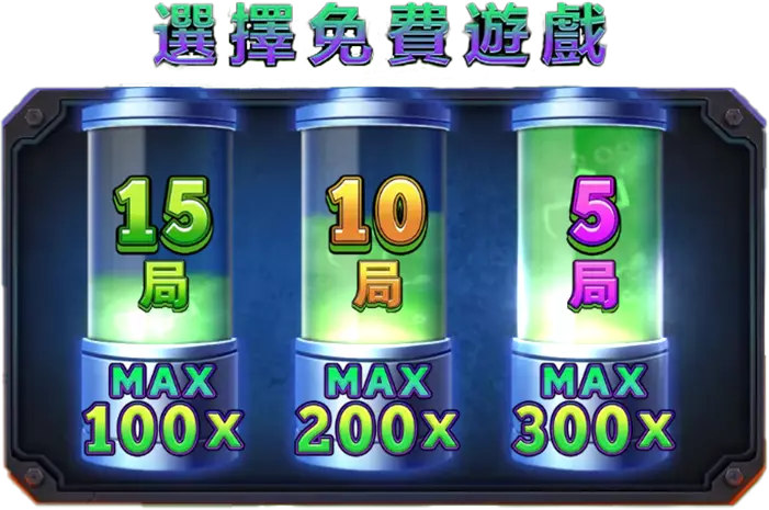 KT無敵浩克免費遊戲選擇畫面，顯示5局、10局、15局與對應倍率上限